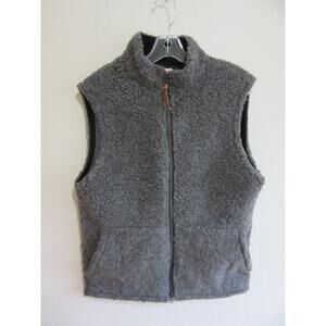 Best Made Company Gray Deep Pile Sherpa Wool S Sleeveless Front Zip Vest Sweater